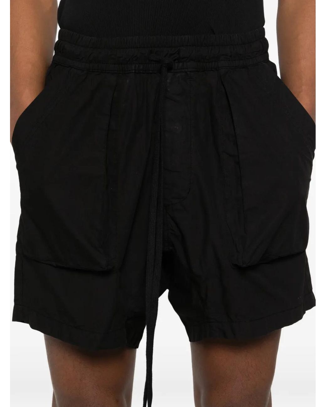Thom Krom Black Marble-Print Drop-Crotch Shorts for men