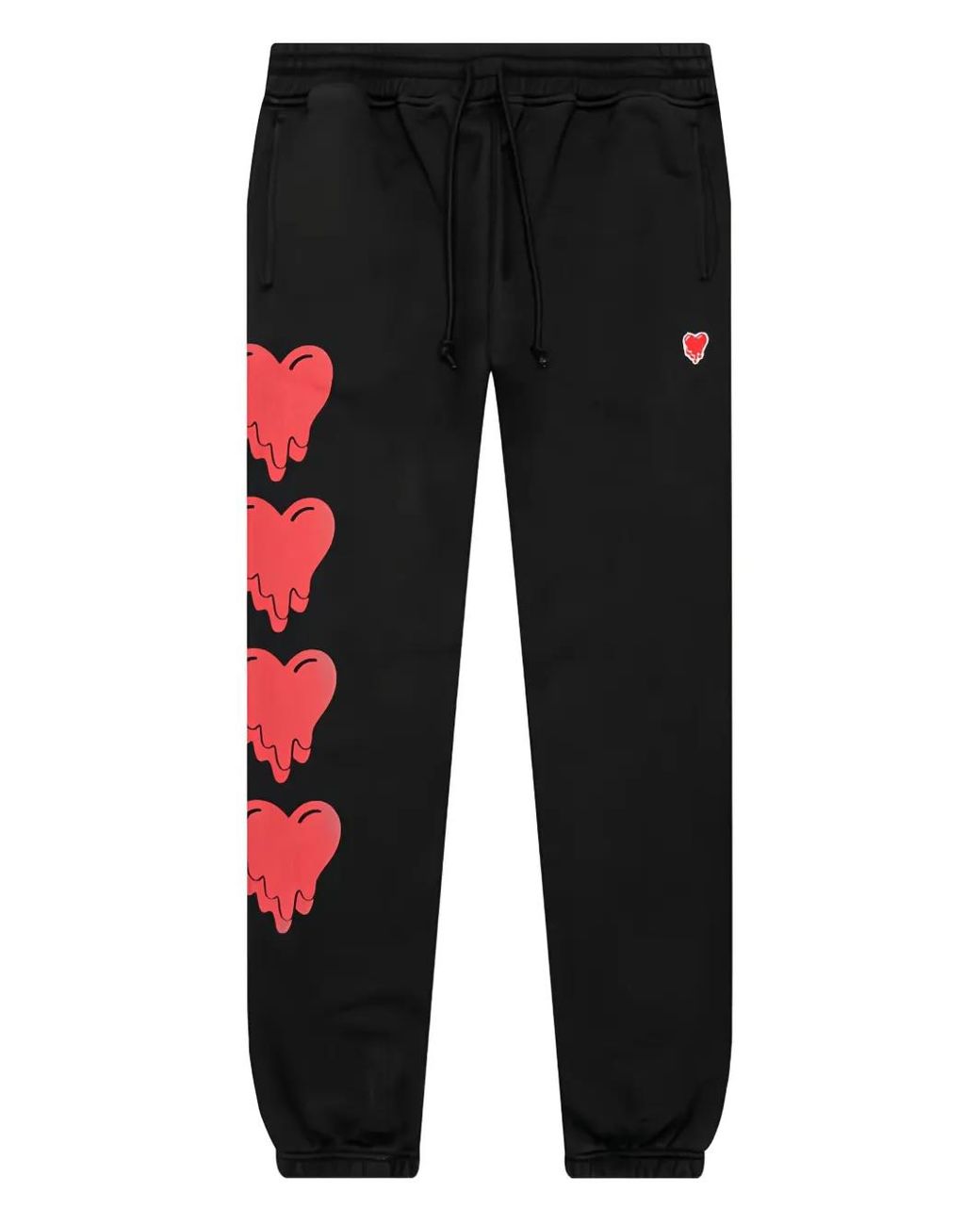 Emotionally Unavailable Black Melting-Heart Logo Sweatpants for men