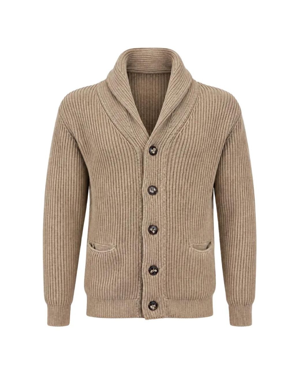 Franzese Collection Natural Steve Mcqueen Ribbed Cardigan for men