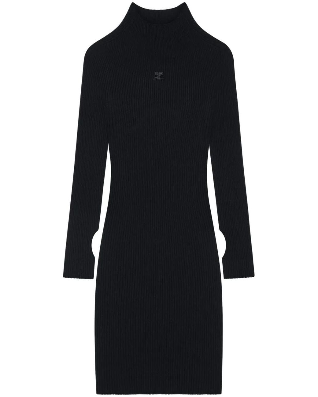 Courreges Black Solar Light Mockneck Mini Dress