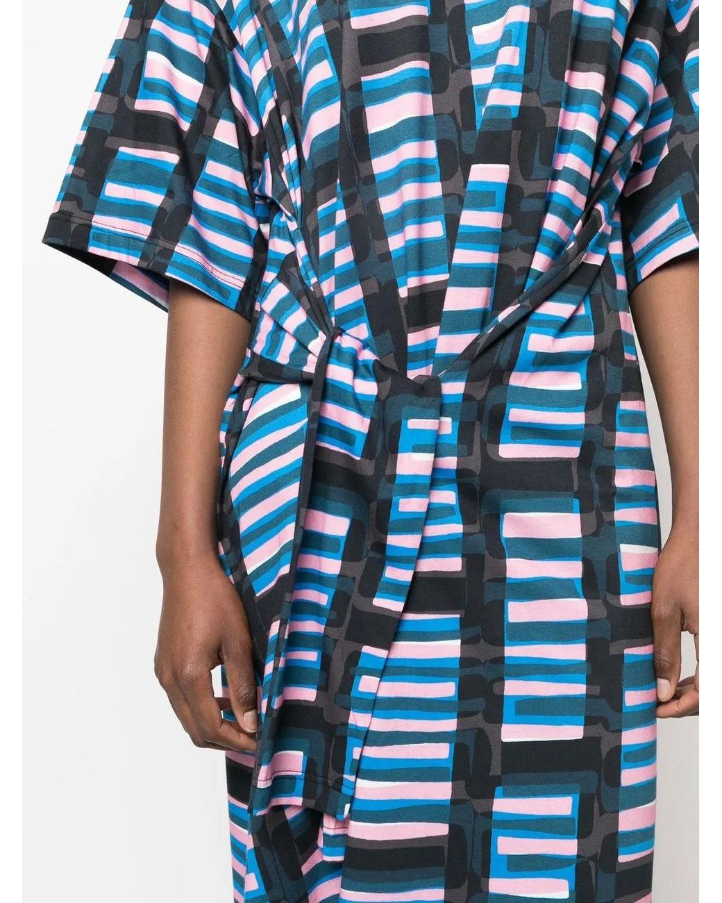 Colville Blue Abstract-Print Twisted Midi Dress