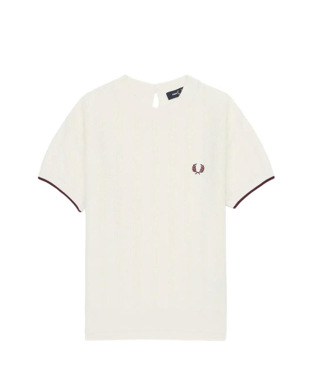 Fred Perry White Pointelle-Knit Sweater