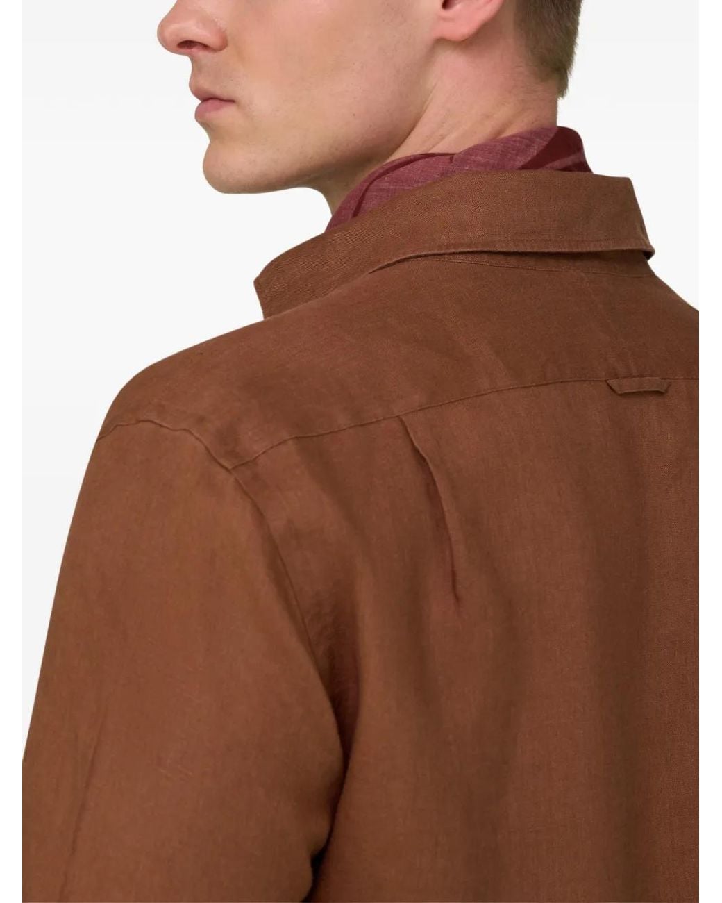 Boggi Brown Bowling Collar Linen Shirt for men