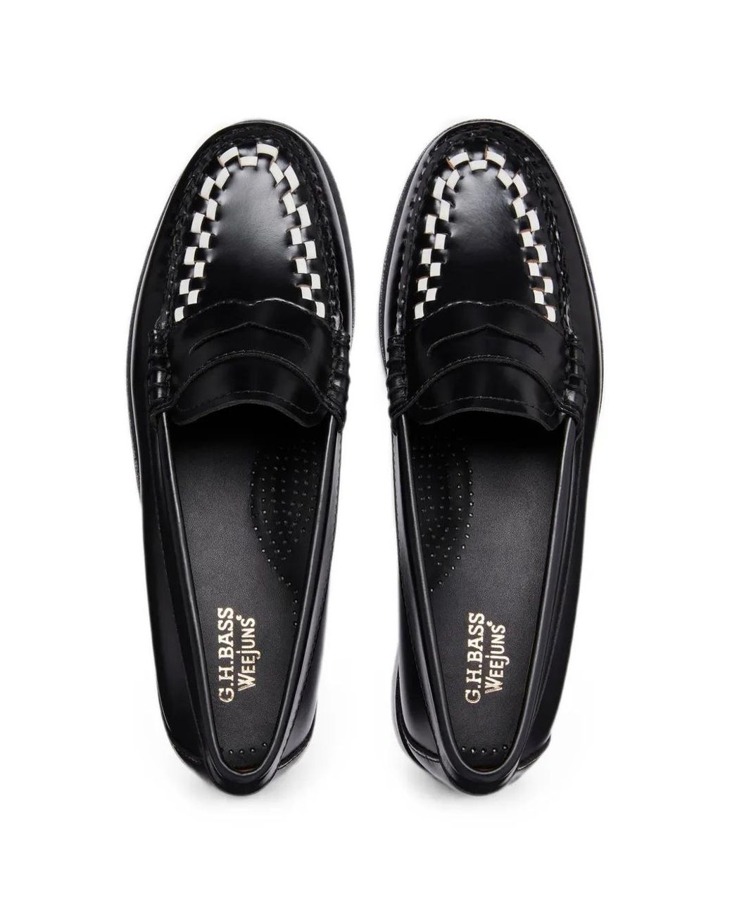 G.H.BASS Black Weejuns Penny Leather Weave Loafers
