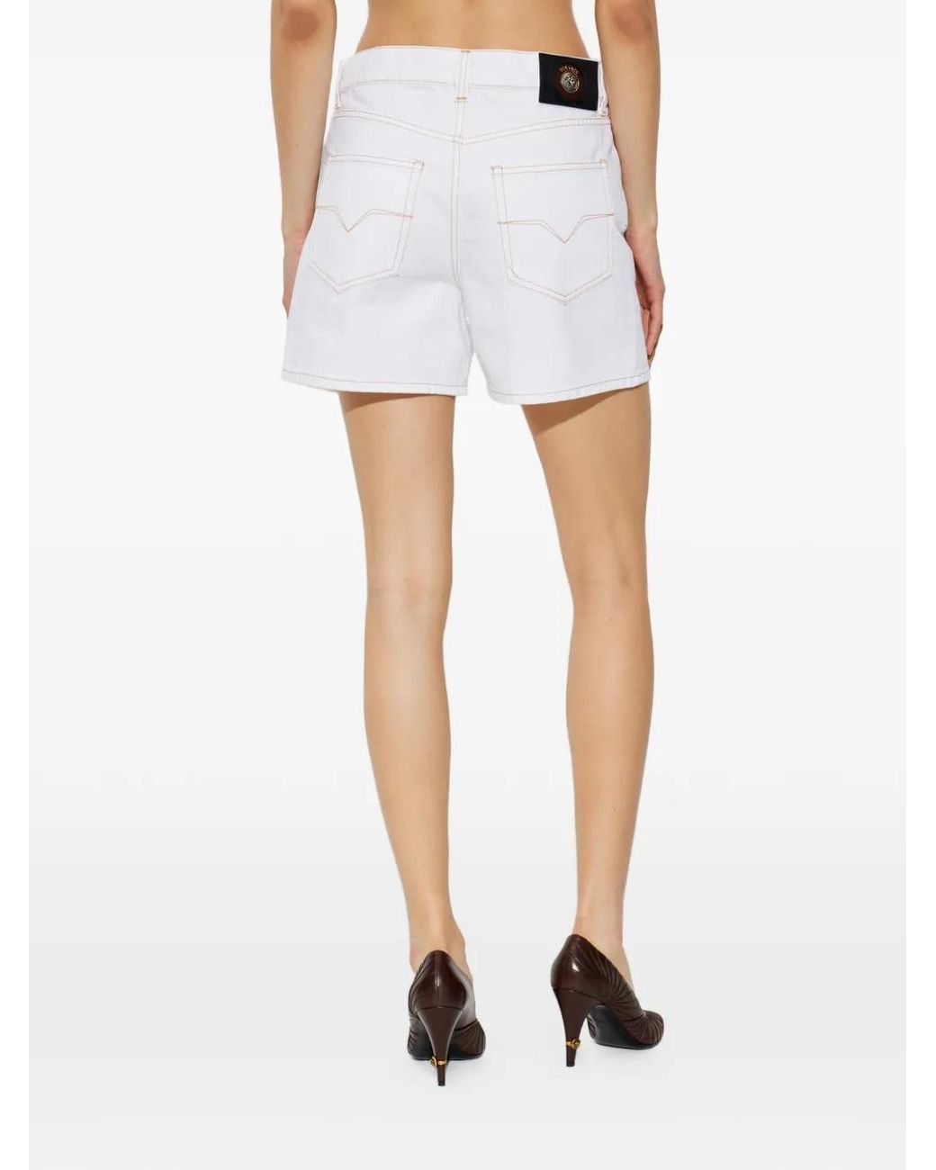 Versace White Short À Patch Logo Medusa