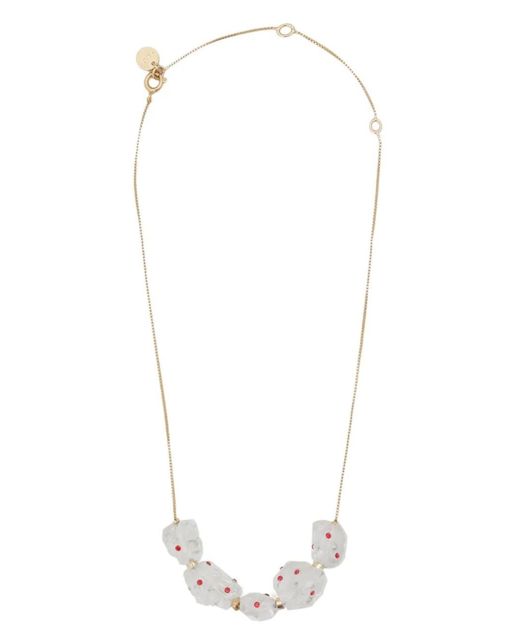 Marni White Polka Dot-Motif Chain Necklace