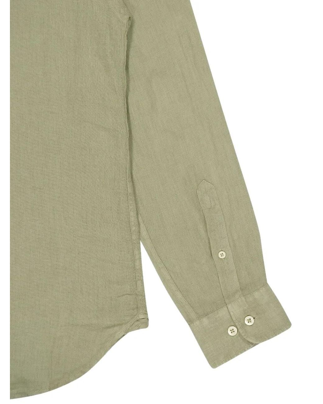 120% Lino Green Linen Shirt for men