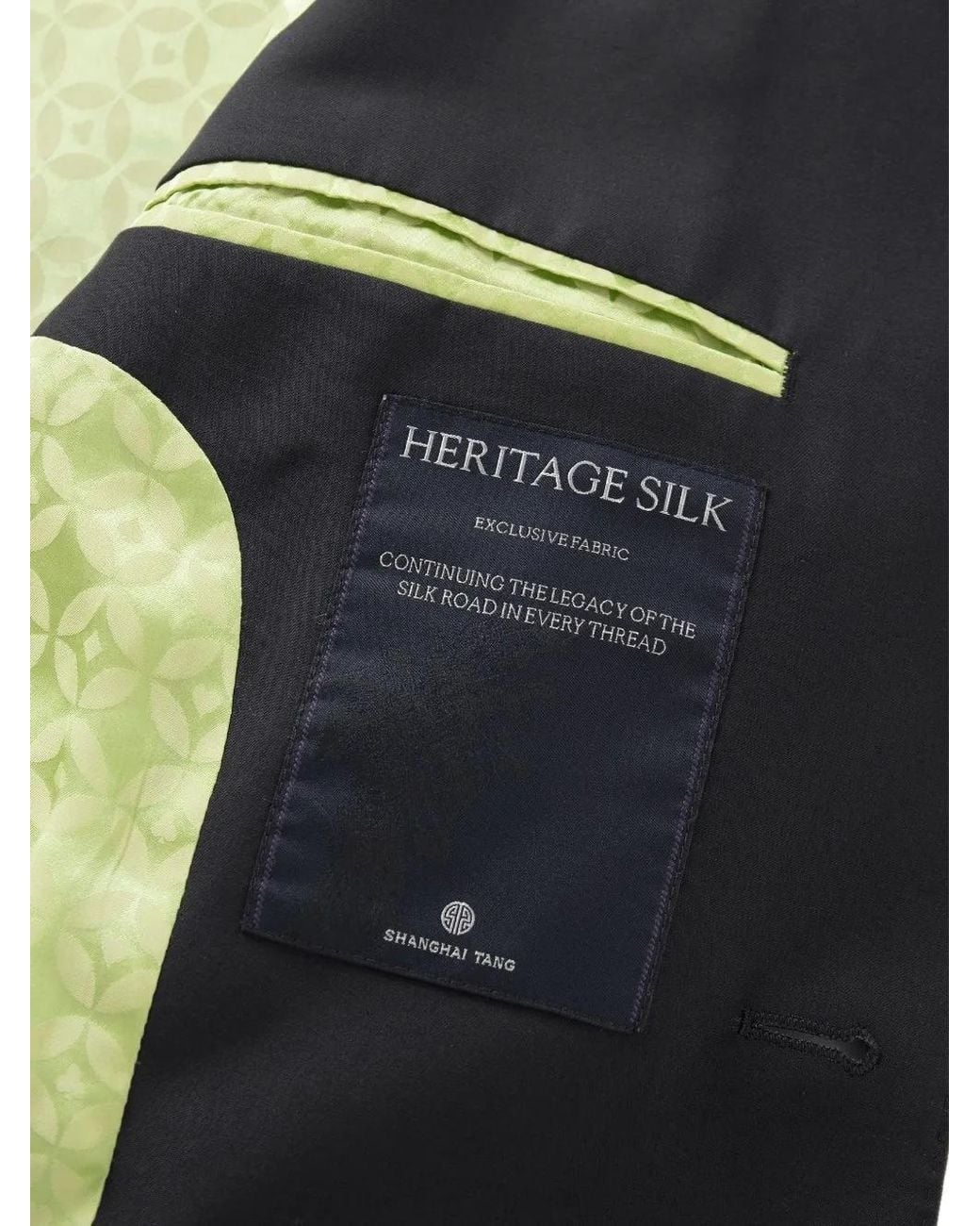 Shanghai Tang Black Blazer Heritage En Soie À Deux Boutons for men
