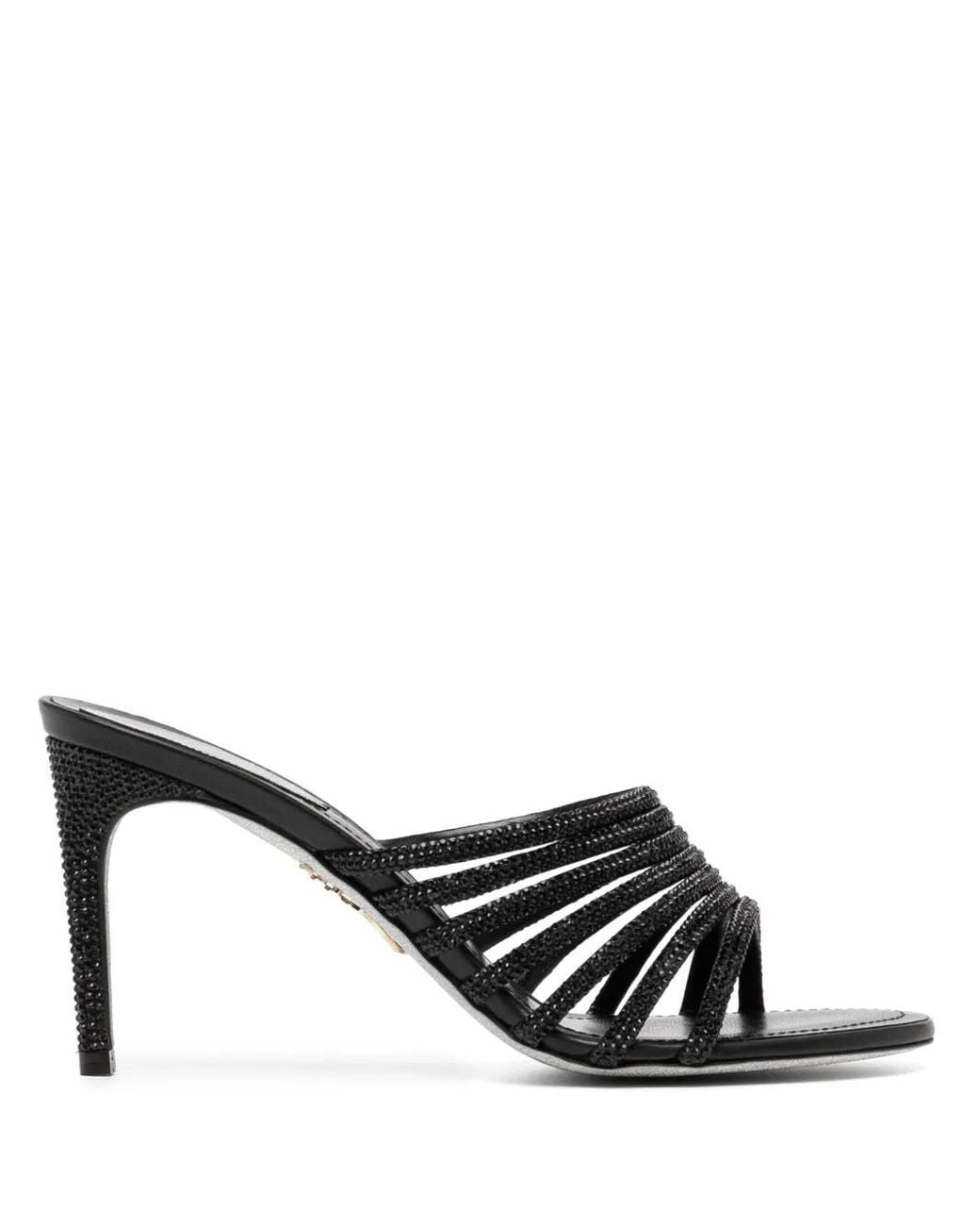 Rene Caovilla Black Crystal-Embellished Sandals