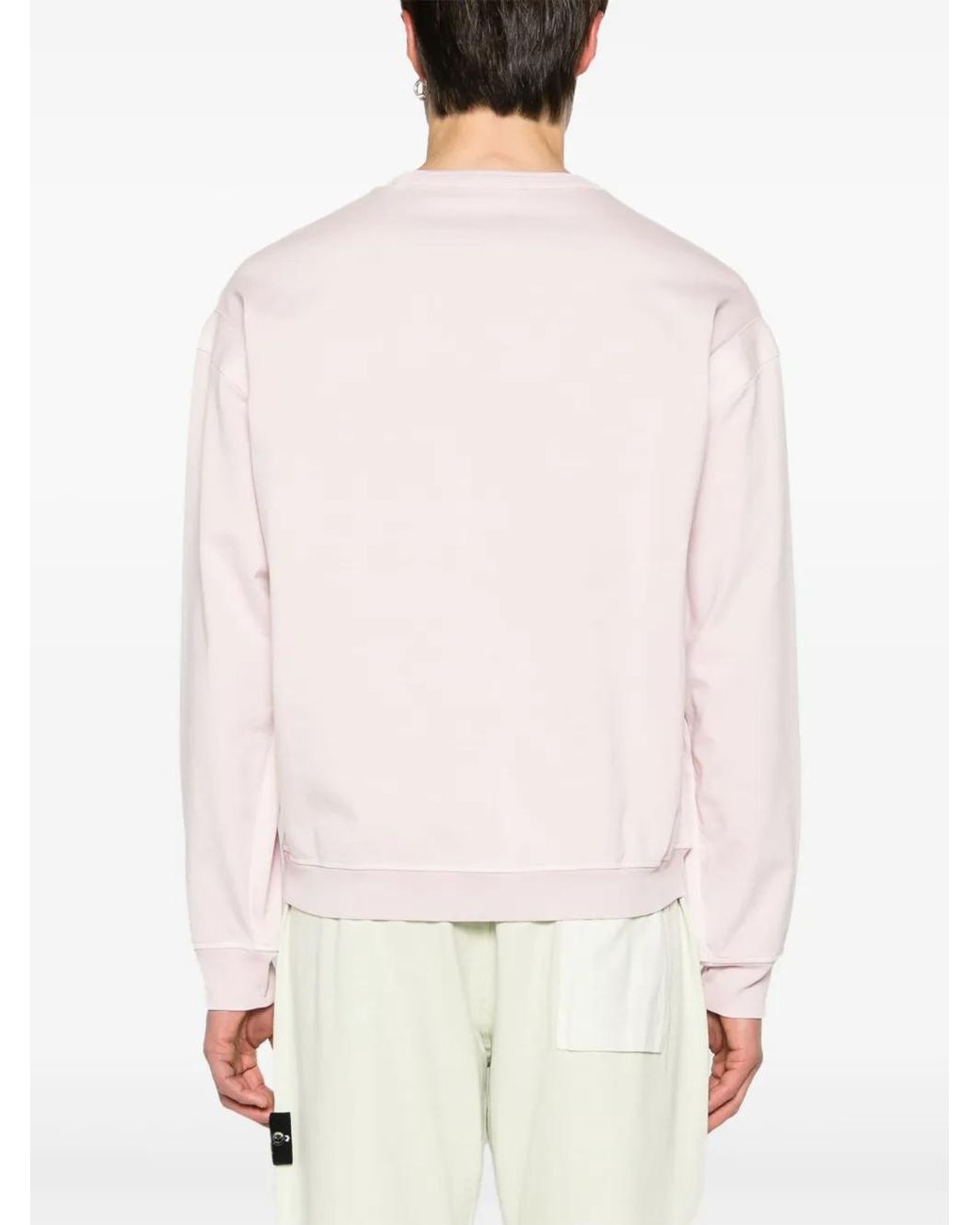 Stone Island Pink Logo-Print Cotton Sweatshirt for men