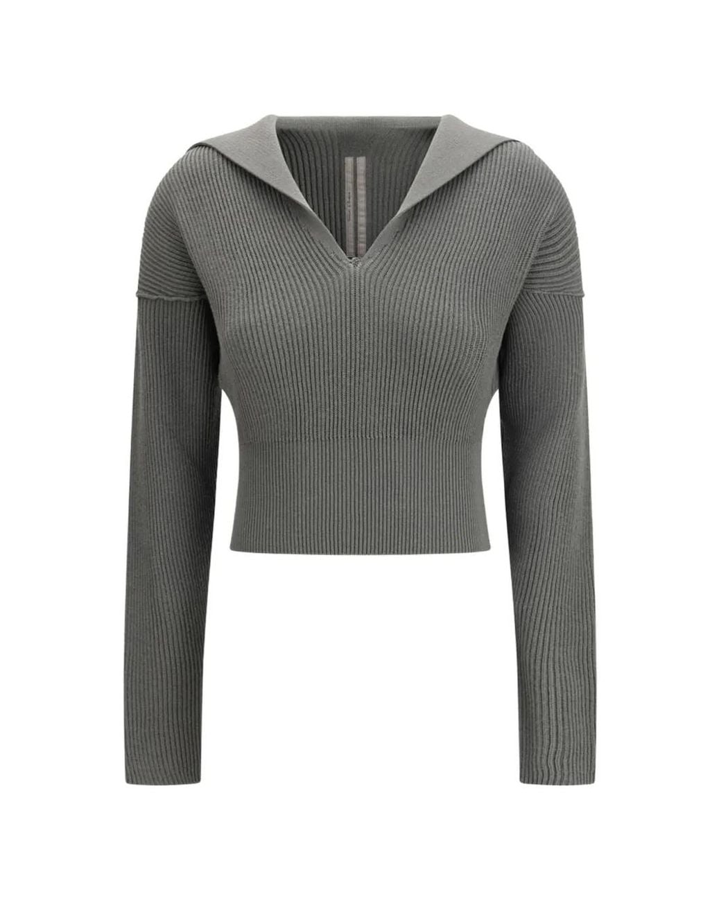Rick Owens Gray V-Neck Sweater