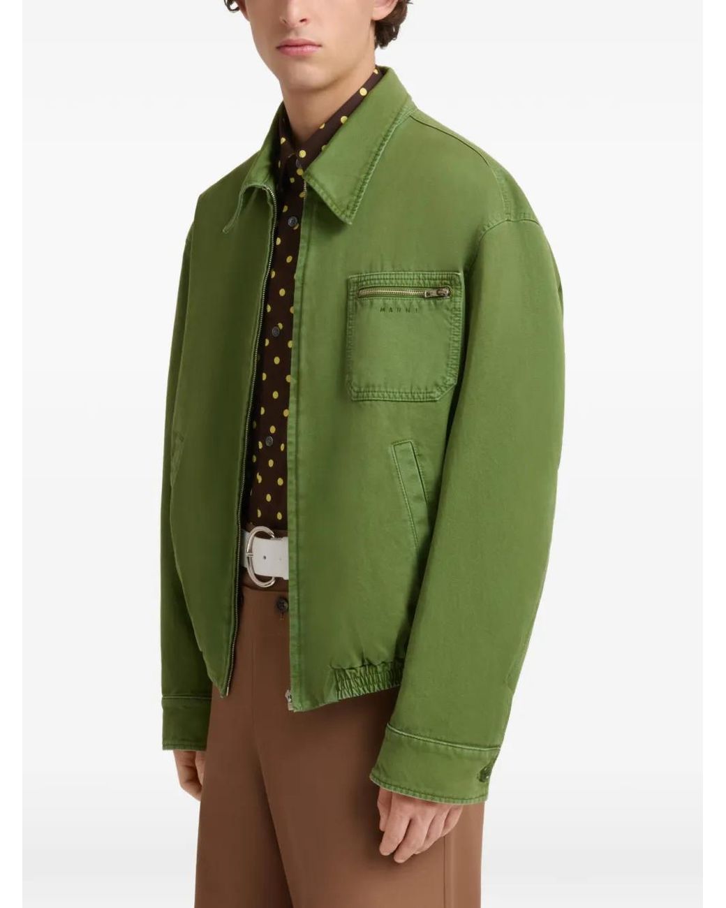 Marni Green Cotton Jacket With Zip Pocket for men