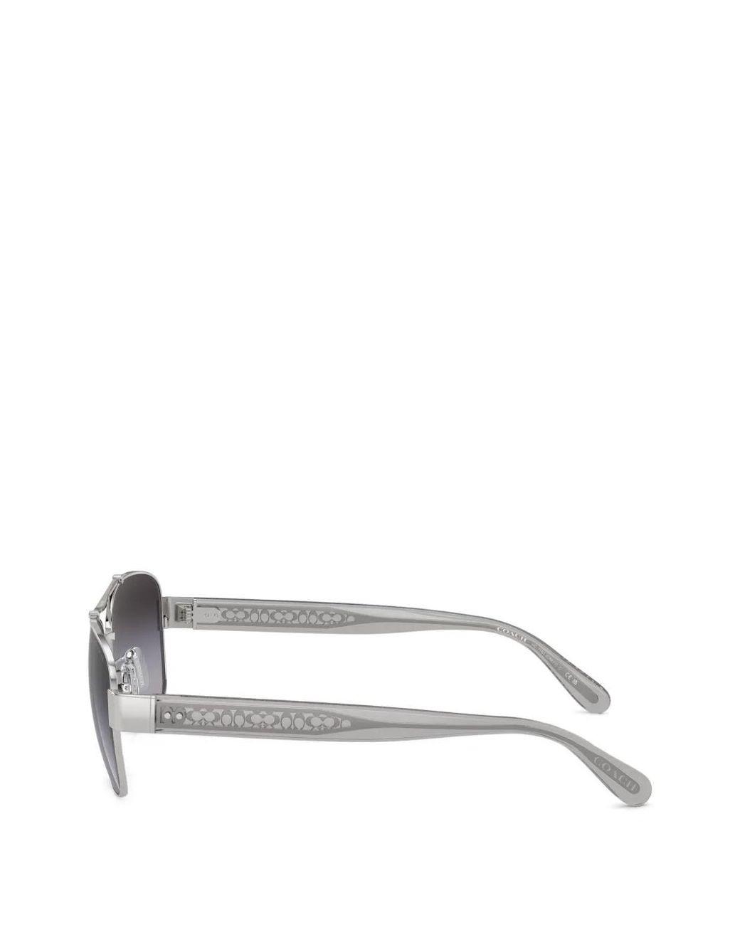 COACH Gray Double-Bridge Pilot-Frame Sunglasses
