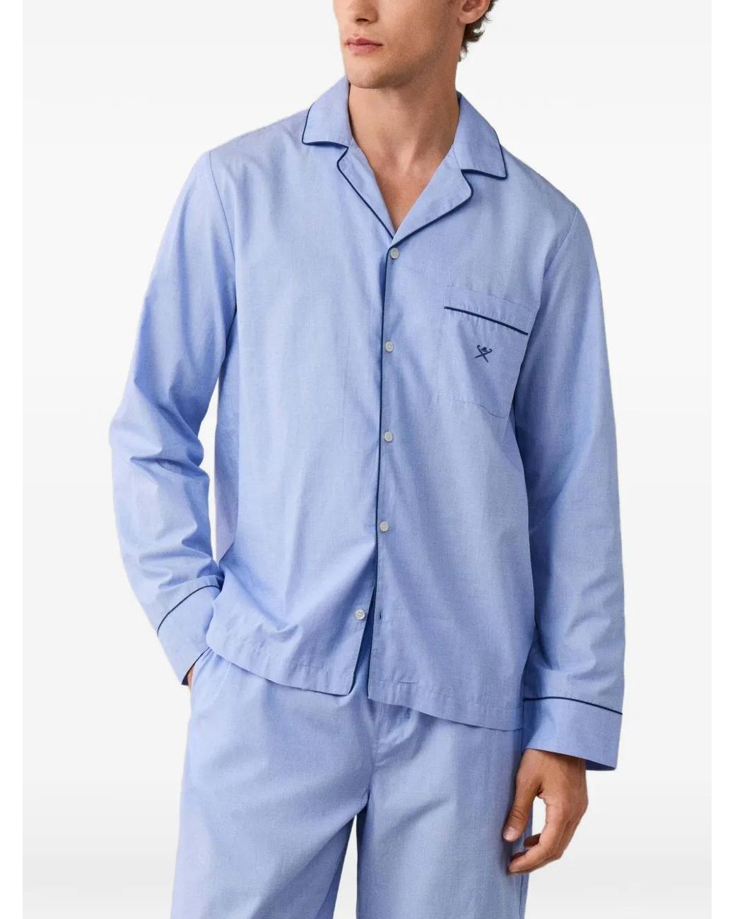 Hackett Blue Ensemble De Pyjama À Logo Brodé Et Finitions Passepoilées for men