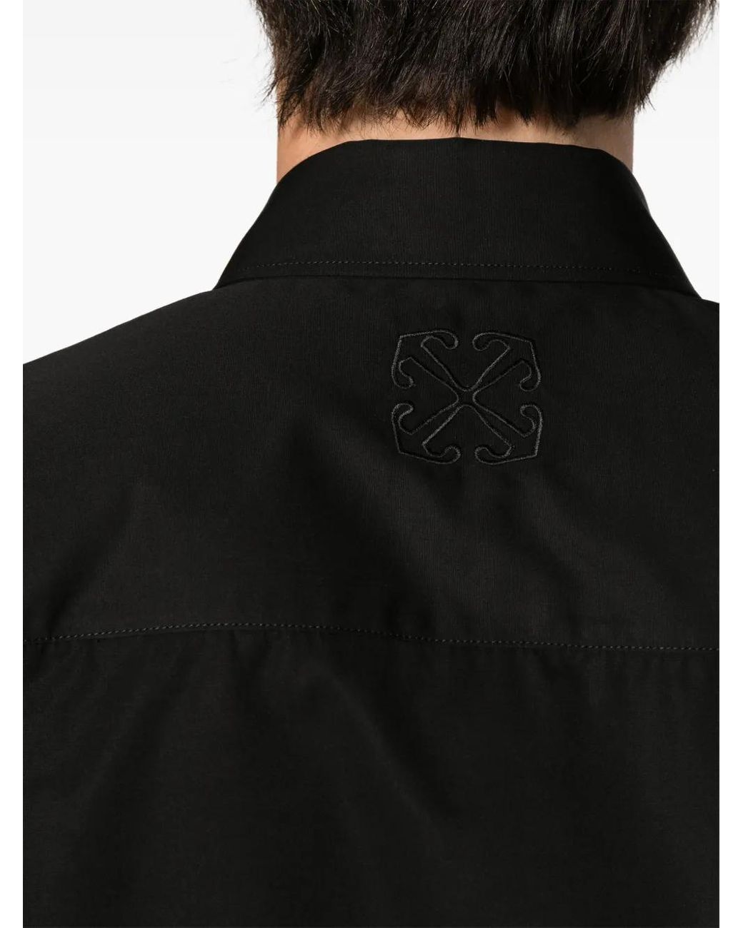Off-White c/o Virgil Abloh Black Logo-Embroidered Cotton Shirt for men