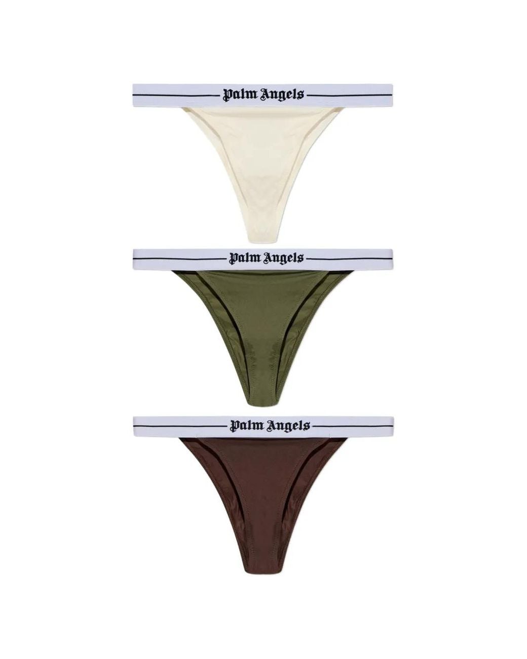 Palm Angels White Logo-Waistband Thongs (Set Of Three)