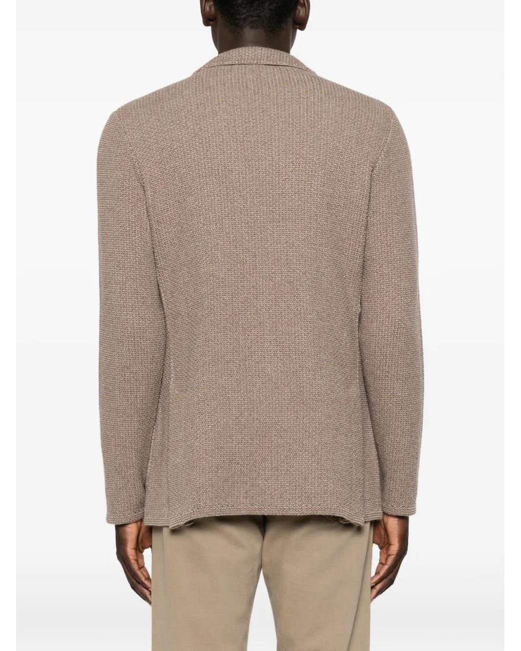 Lardini Brown Waffle-Knit Notched-Lapel Jacket for men