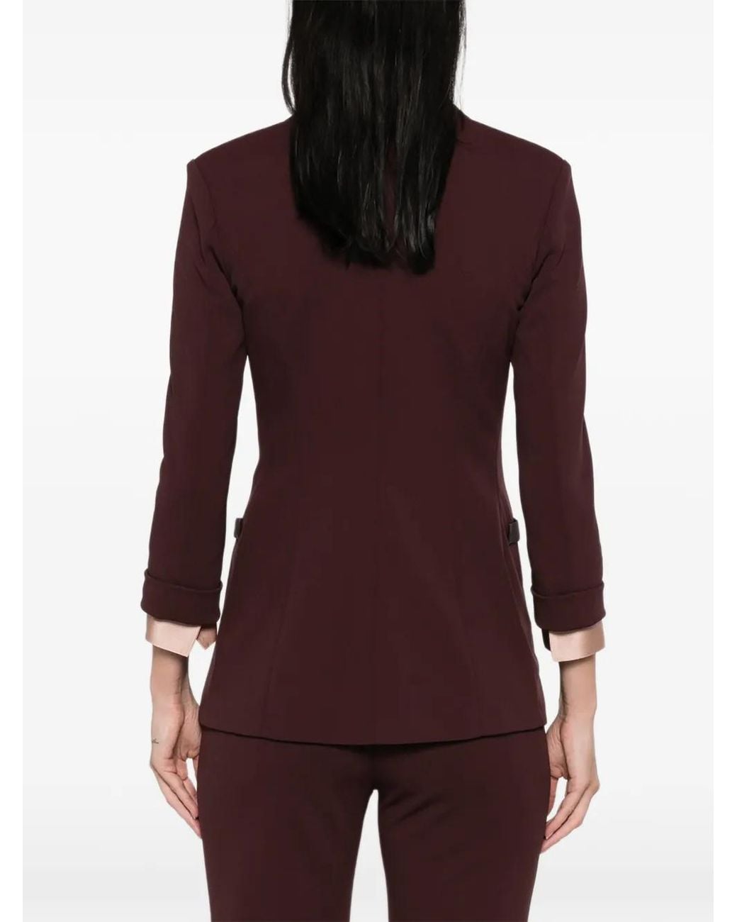 Imperial Purple Double-Breasted Satin-Trim Jacket