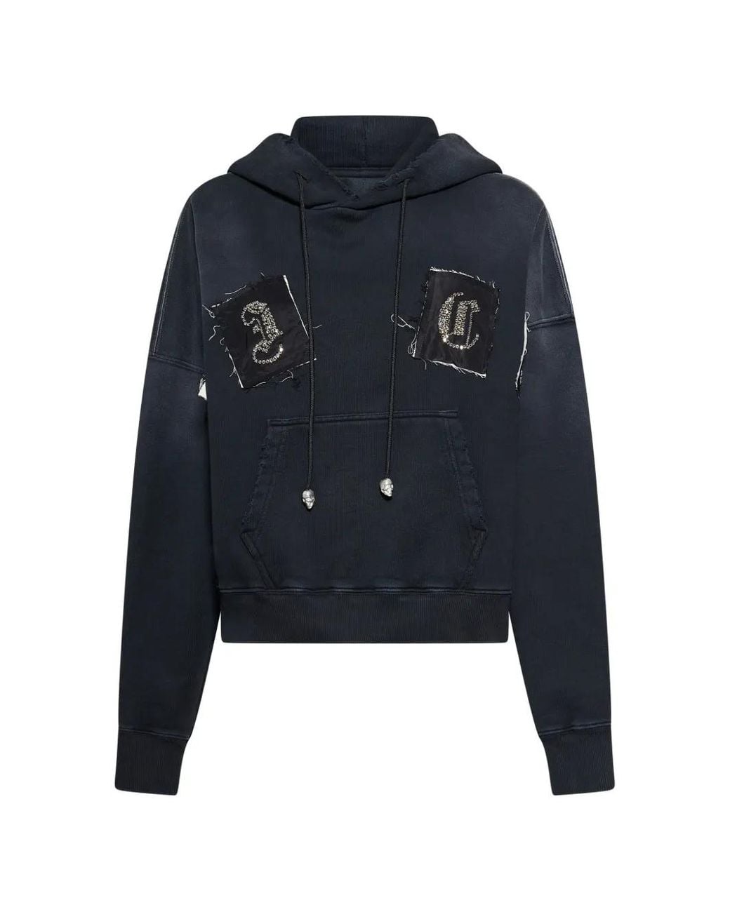 John Richmond Blue Logo-Appliqué Hoodie