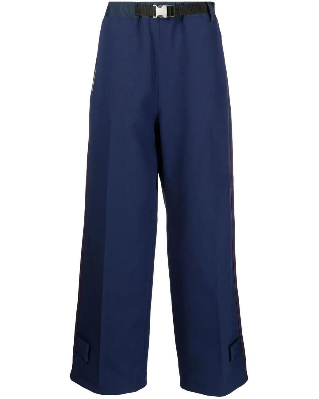 Sacai Blue Clip-Belt Wide-Leg Trousers for men