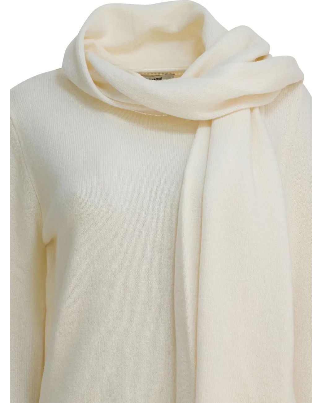 Sandbeige White Pullover Mit Fransen