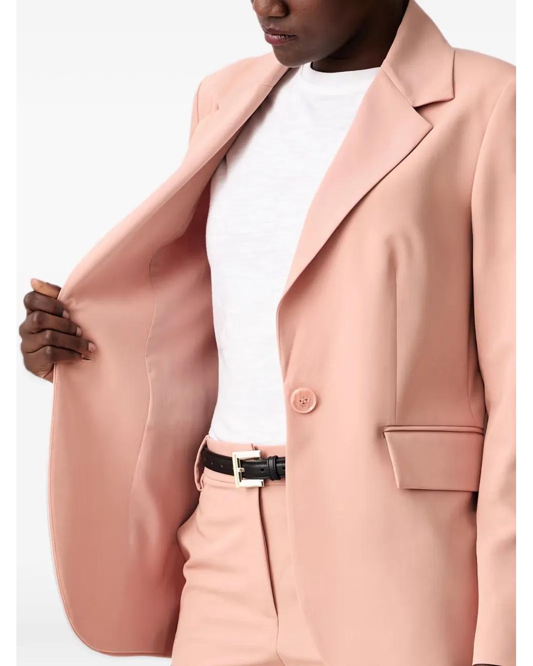Sisley Pink Single-Breasted Notched-Lapels Blazer