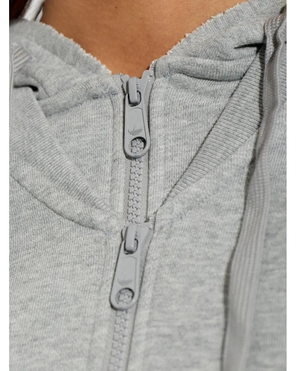 Adidas Gray Layered-Effect Cropped Hoodie
