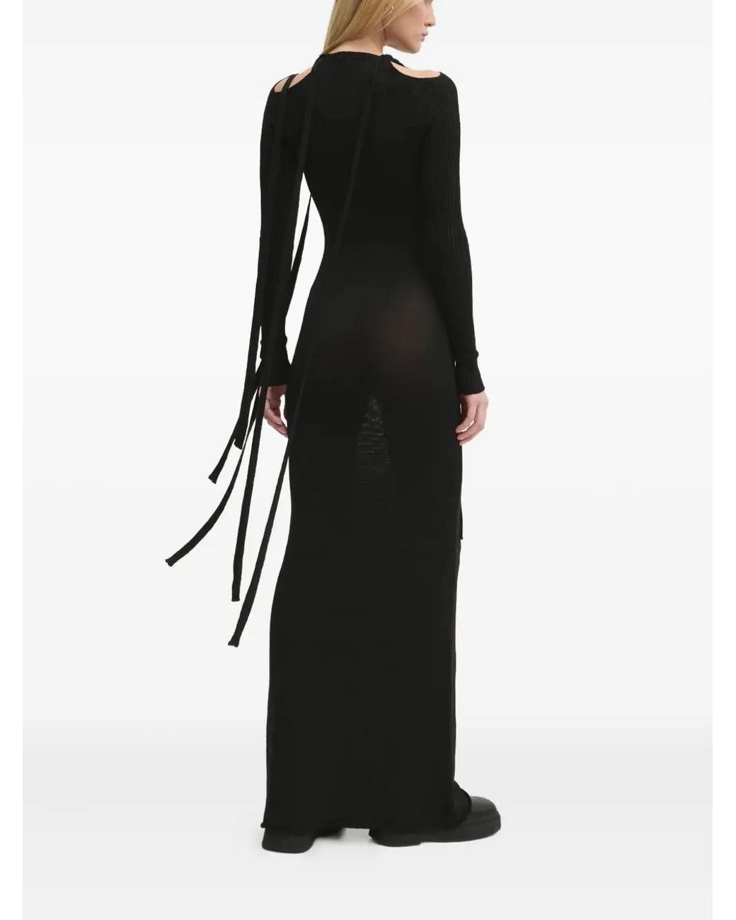Y. Project Black Cut-Out Tie Maxi Dress