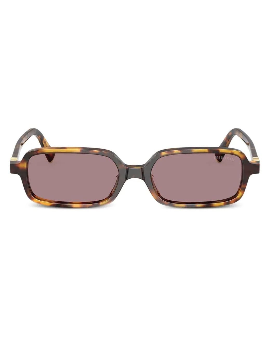 Miu Miu Brown Tortoiseshell-Effect Rectangle-Frame Sunglasses