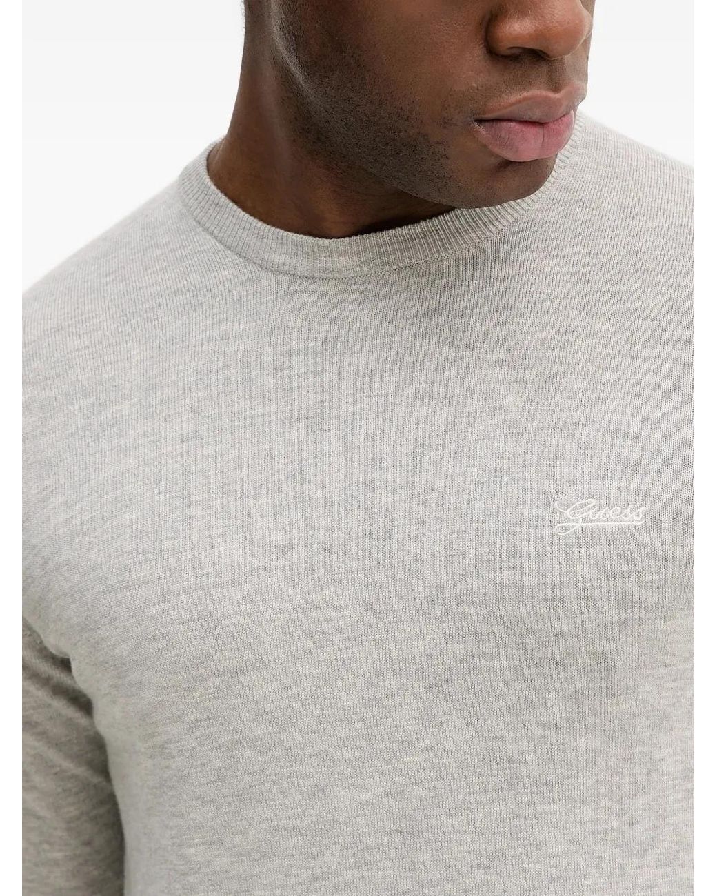 Guess Gray Daniel Logo-Detail Sweater for men