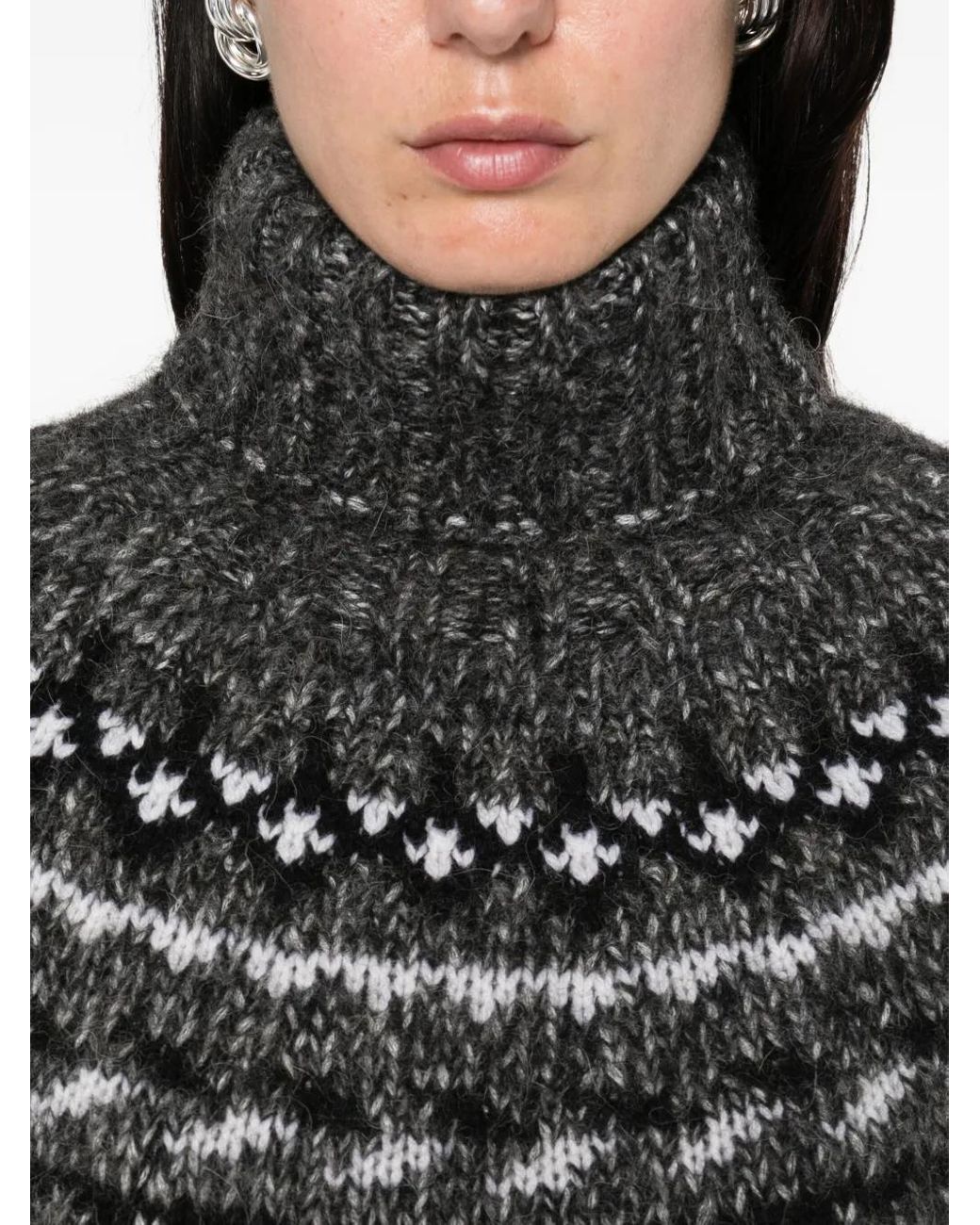 P.A.R.O.S.H. Black Laila High-Neck Patterned Sweater