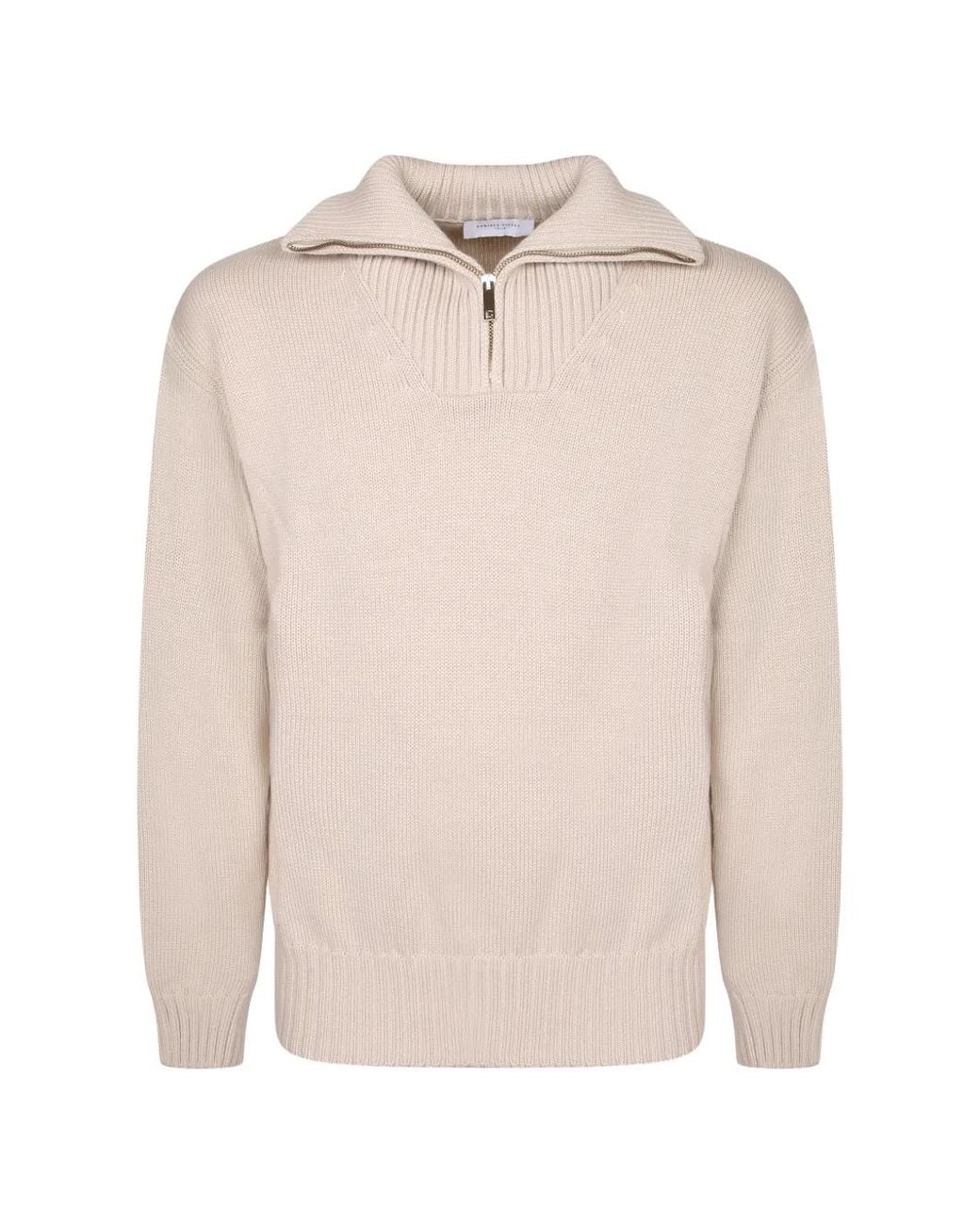 Daniele Fiesoli Natural Quarter-Zip Knitted Sweater for men