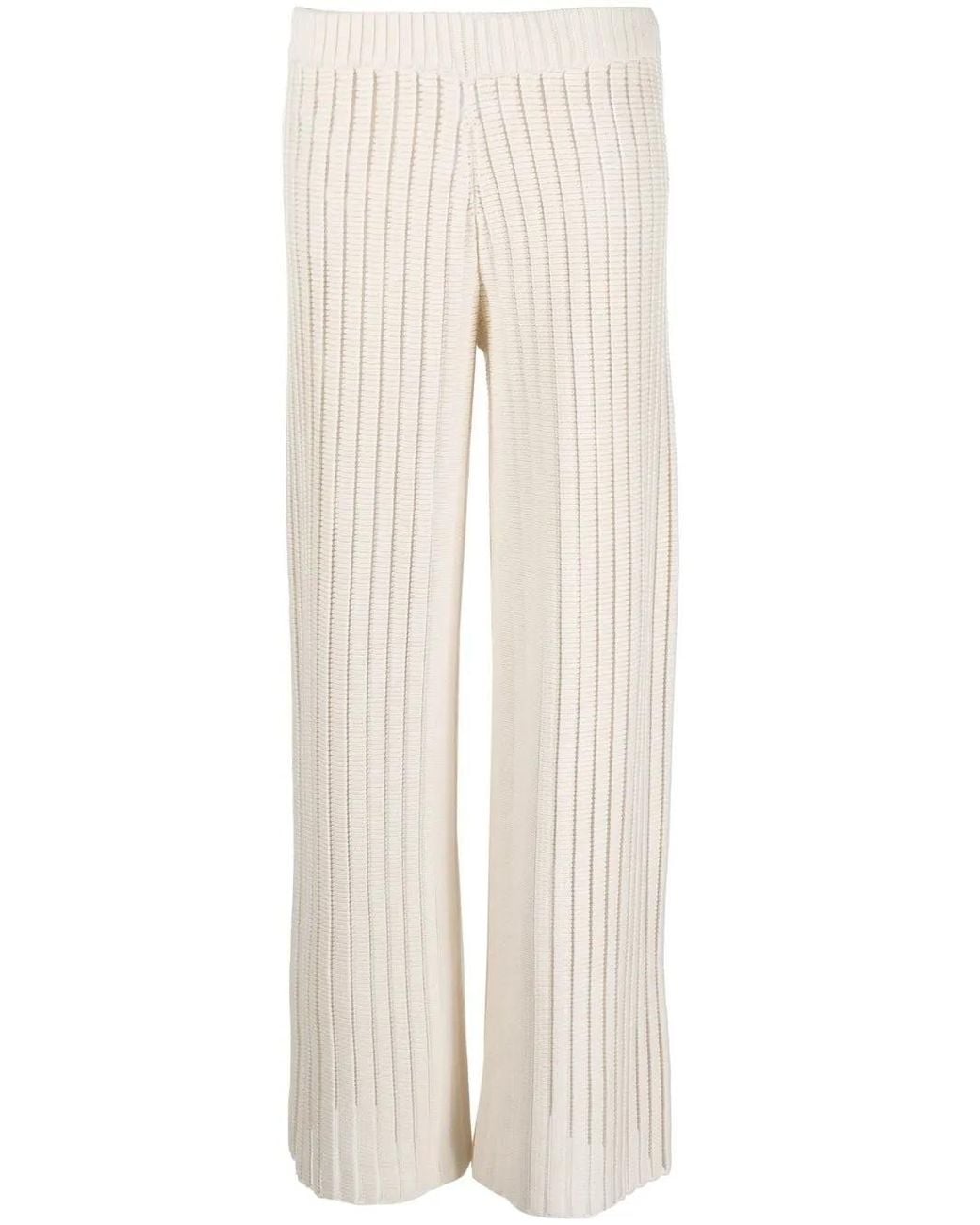 Fabiana Filippi Natural Ribbed Wide-Leg Trousers