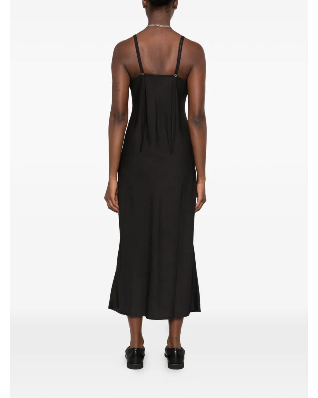 Our Legacy Black Glide Button-Detailed Scoop-Neck Midi Dress