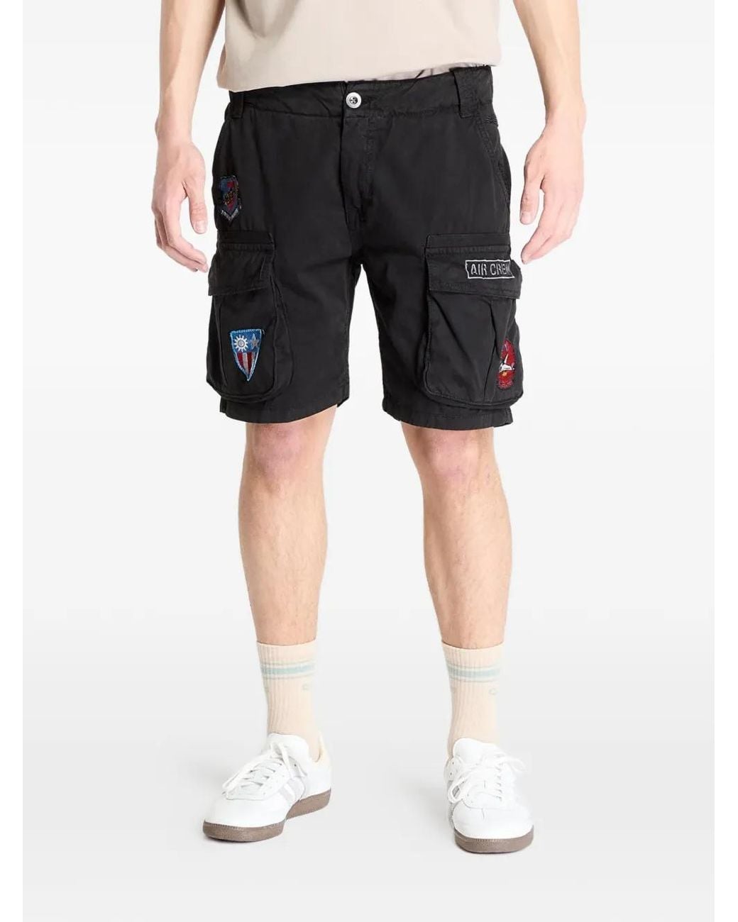 Alpha Industries Black Cotton Cargo Shorts for men