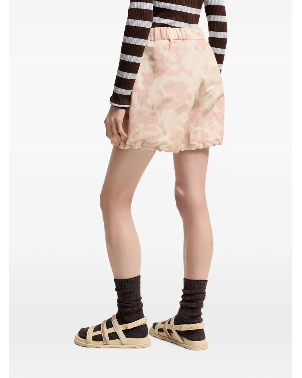 Moncler Pink Floral Print Chiné Shorts