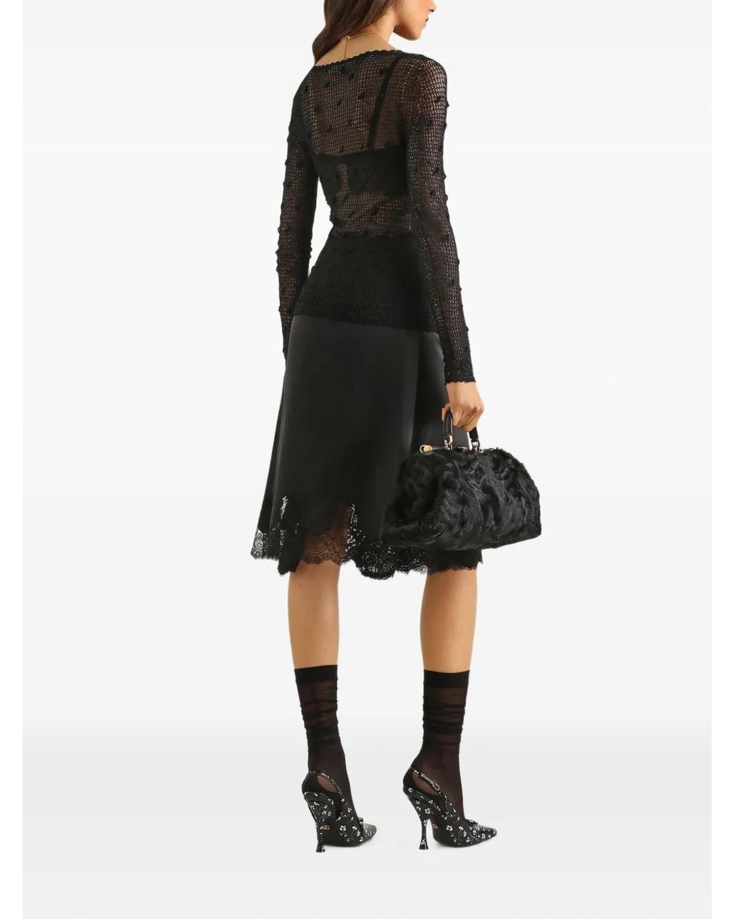 Dolce & Gabbana Black Jupe En Satin De Soie