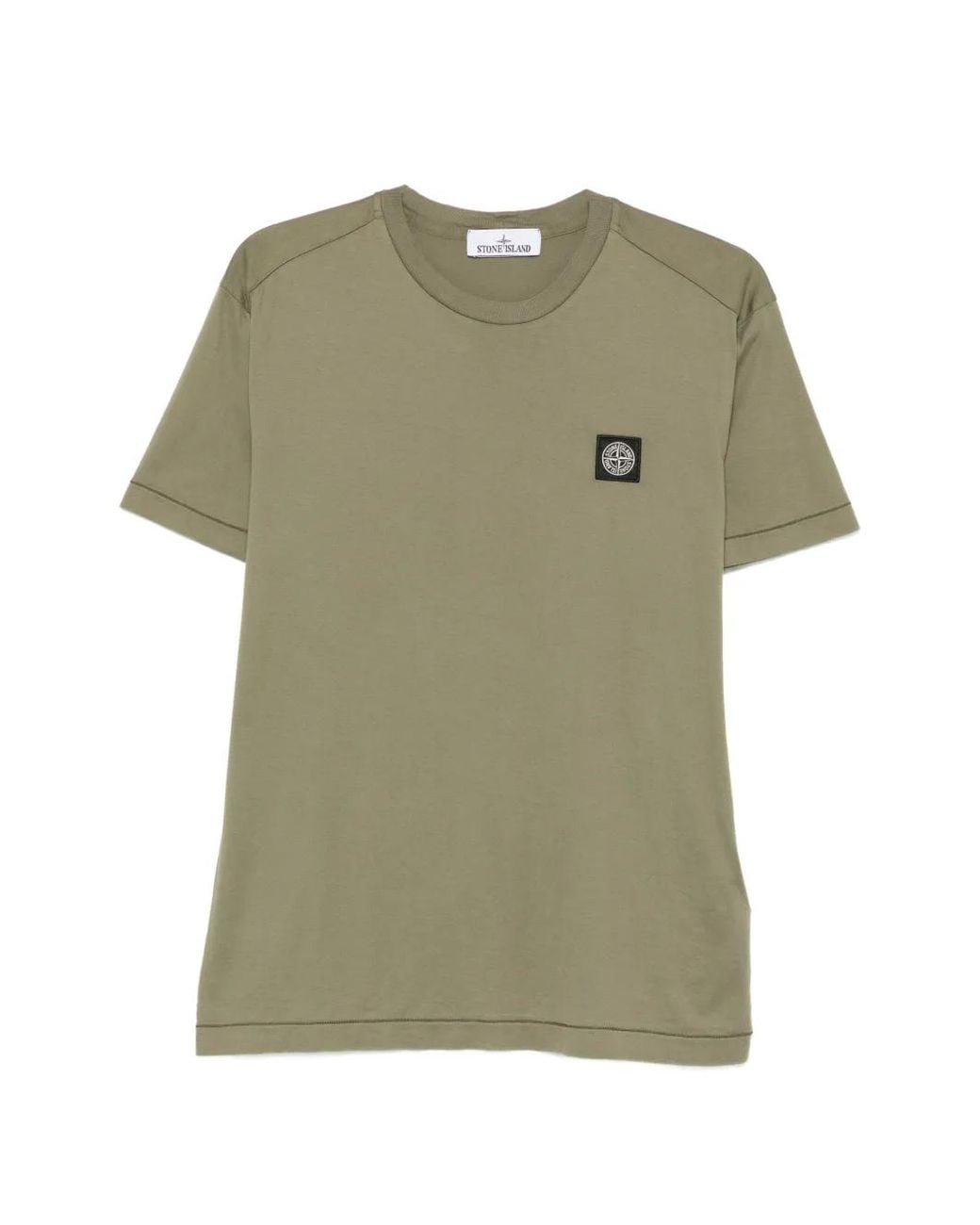 Stone Island Green Crew-Neck Logo-Patch T-Shirt for men