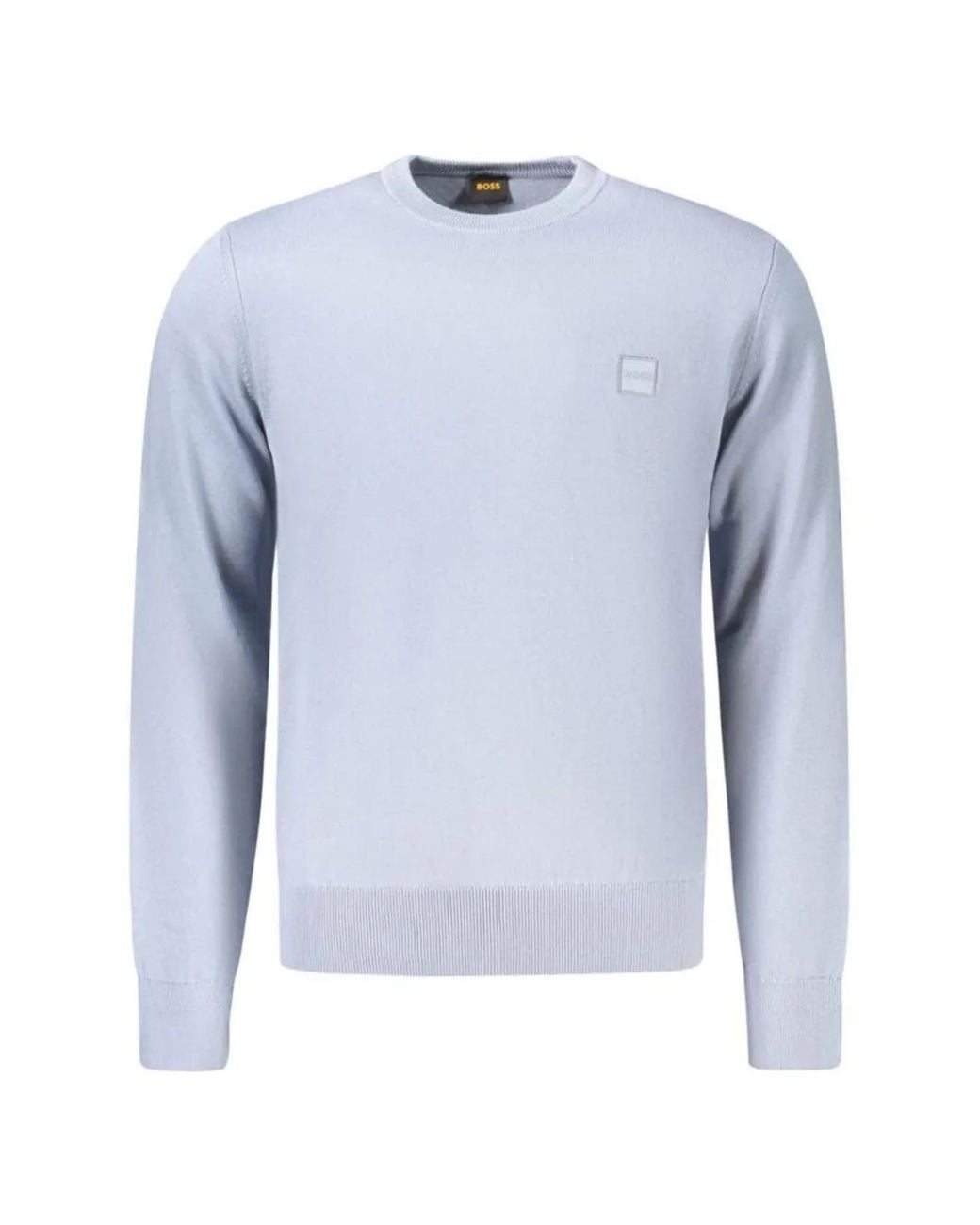 Boss Blue Logo-Patch Cotton Sweater for men