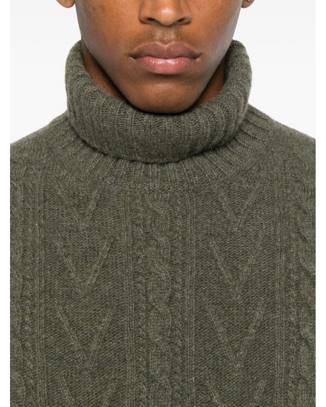 Jersey De Punto De Ochos Con Cuello Alto Fedeli de hombre de color Green