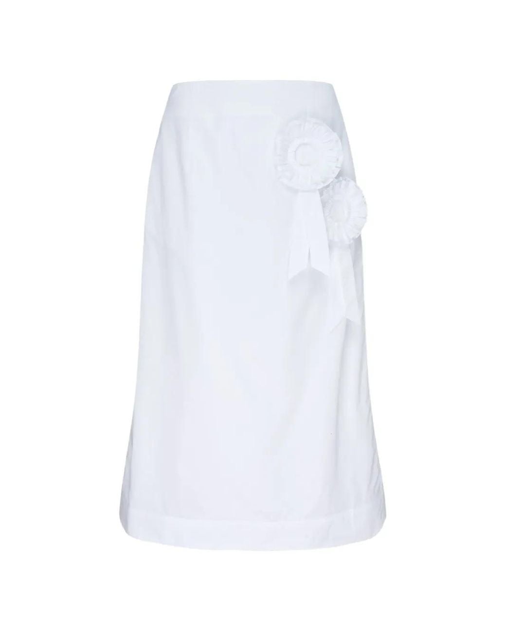 Simone Rocha White A-Linien-Midirock Mit Rosette