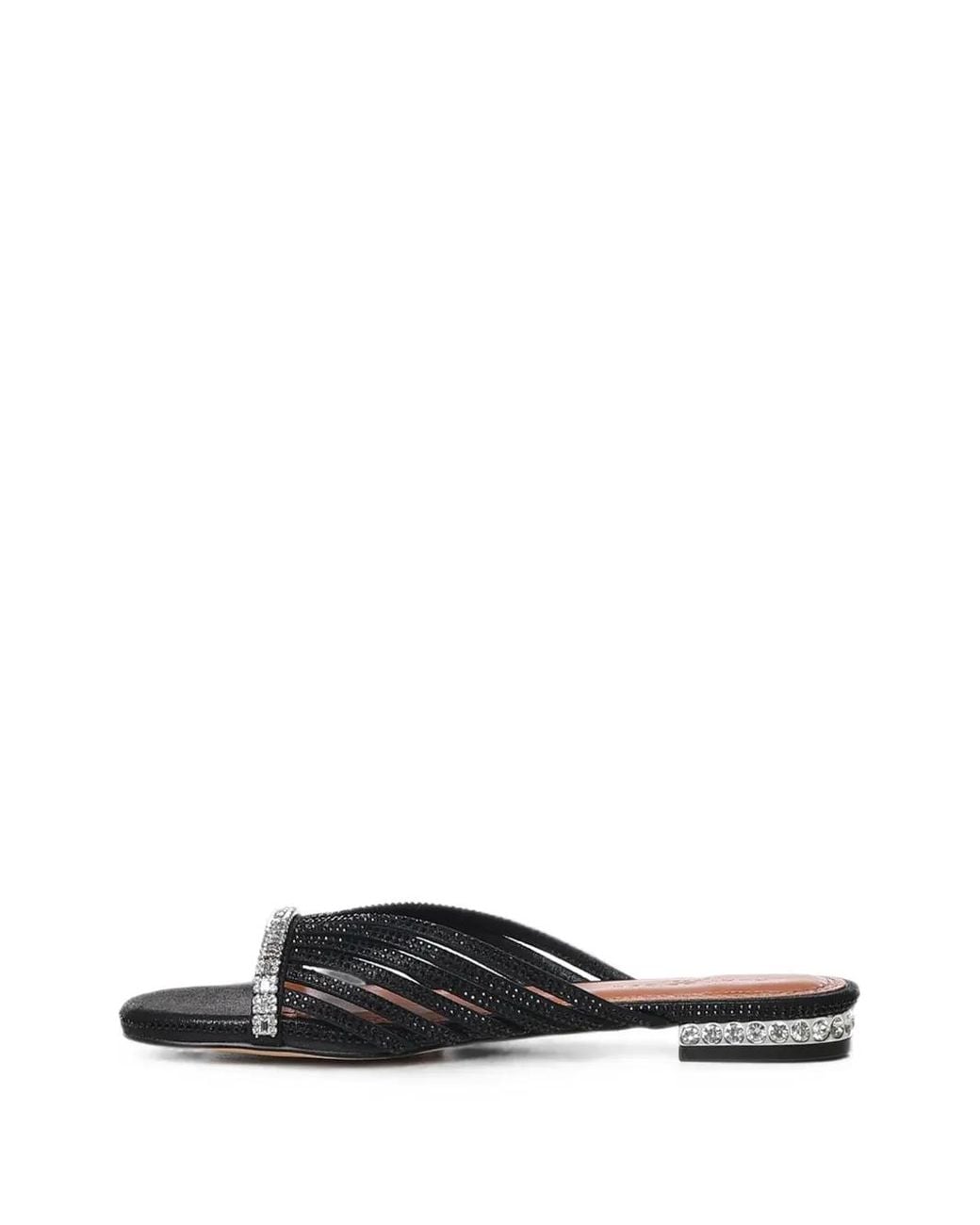 Kurt Geiger White Crystal Strap Flat Mules
