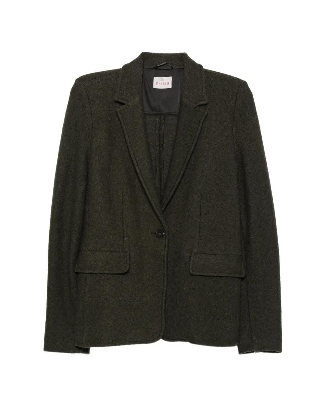 Emme Green Blazer En Laine Vierge À Simple Boutonnage