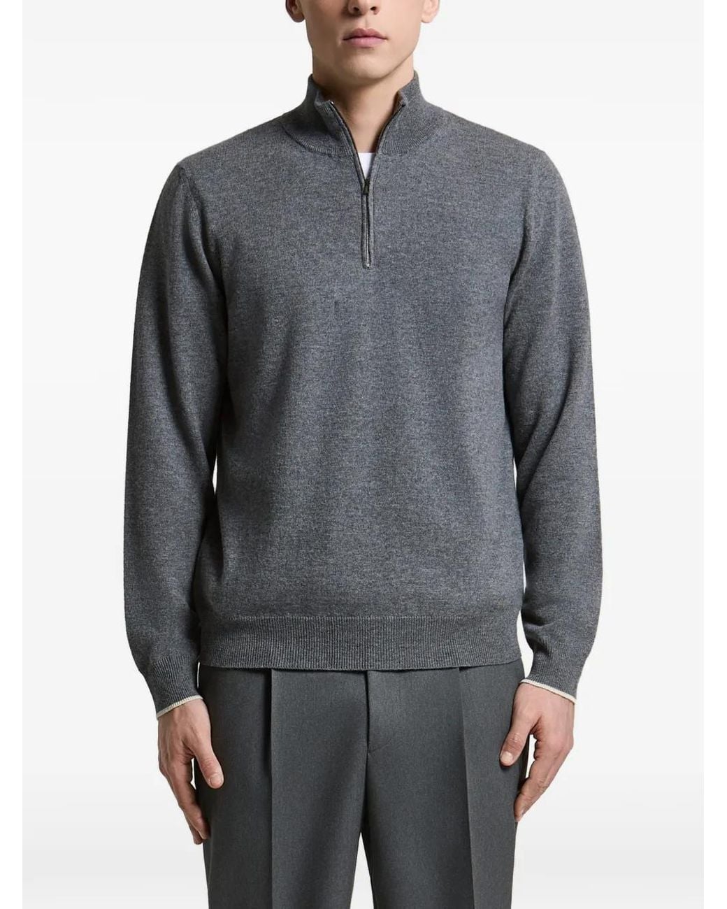 Peserico Gray Pull À Col Zippé for men