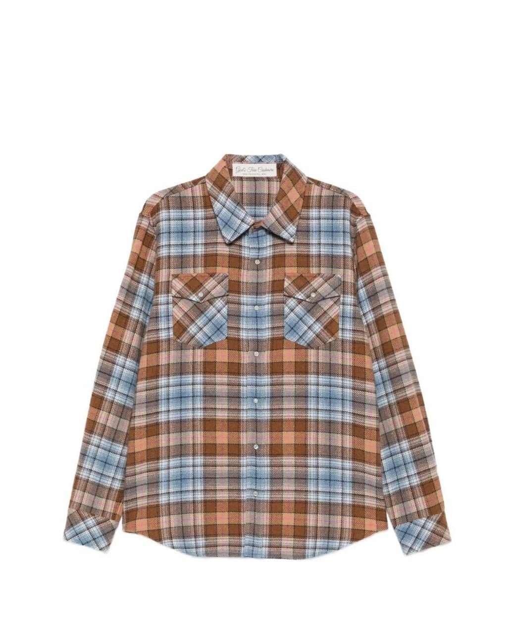 GOD'S TRUE LINEN Brown Nomad Tartan Shirt for men