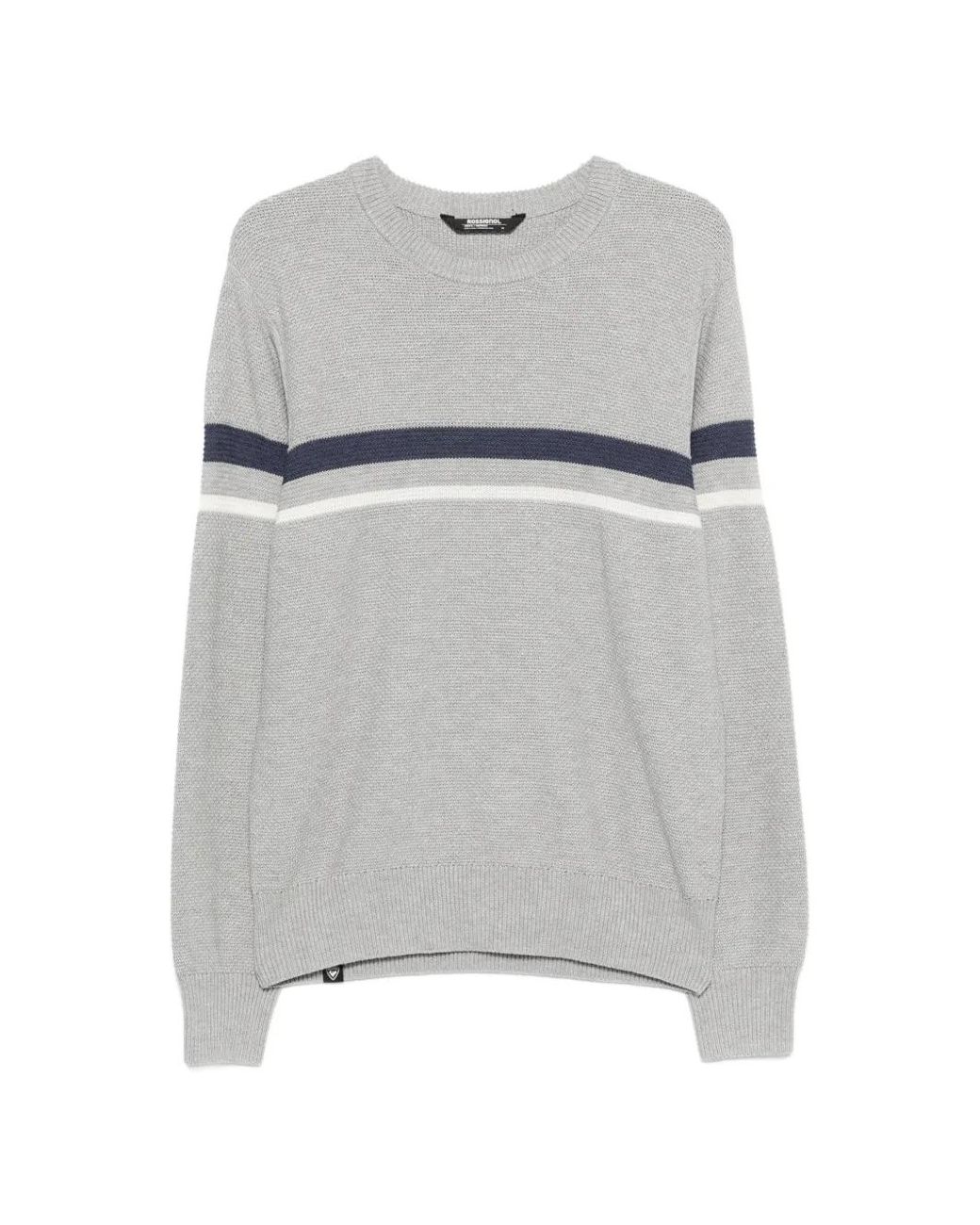 Rossignol Gray Striped Crew-Neck Sweater for men