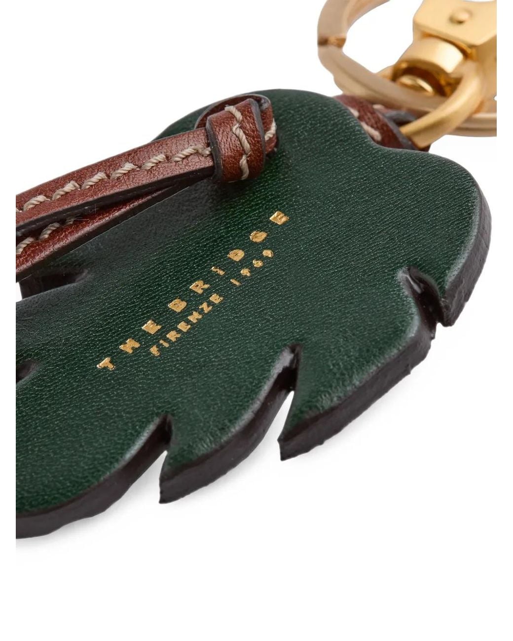 The Bridge Metallic Leaf-Pendant Leather Keyring