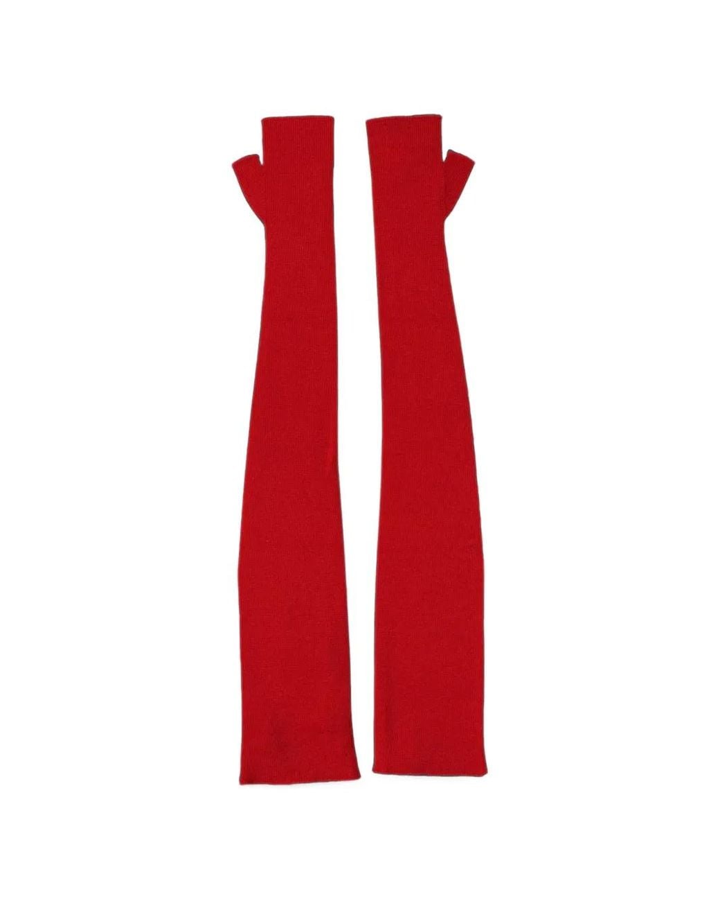 Dolce & Gabbana Red Knitted Fingerless Gloves