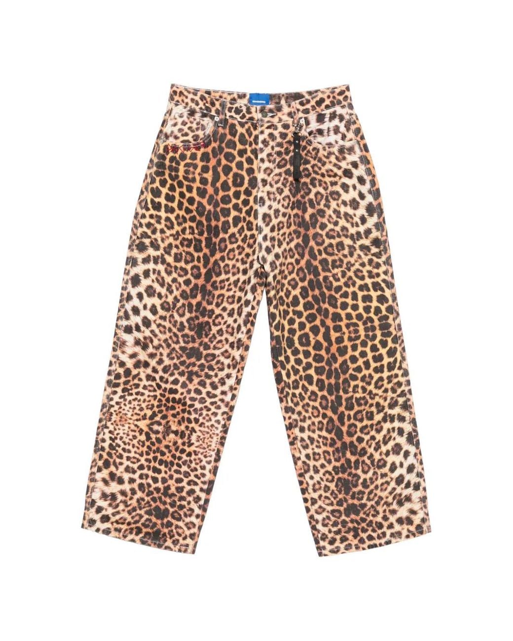 DAGGER White Leopard-Print Wide-Leg Jeans