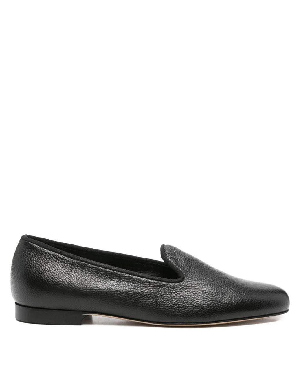 Totême Black Grained-Leather Loafers